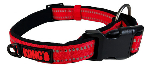 Collar de nylon Kong, pequeño, rojo, para perros, color rojo, talla S