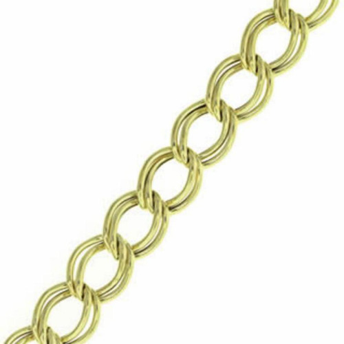 Pulseira Em Ouro 18k Elos Ovais Duplos Oca 19cm 5.9 Mm