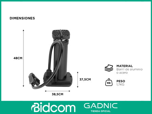 Inflador De Pie Gadnic 160 Psi De Alta Presión Universal