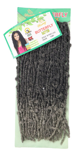 Cabelo Estilo Dread Butterfly Macio Facil De Aplicar E Lavar Cor Preto Com Californiana Cinza T-grey
