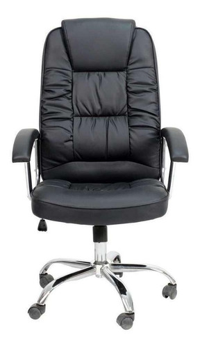 Cadeira de escritório Mobly Finland presidente ergonômica  preta com estofado de poliuretano