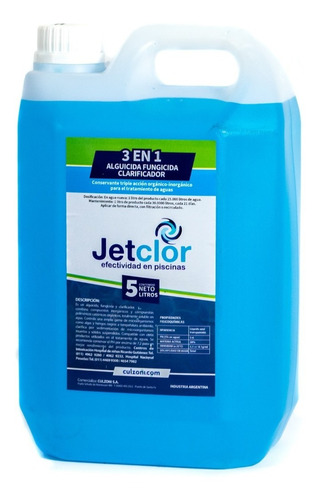 Alguicida Fungicida Clarificador Liquido Mensual Jetclor