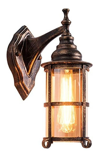Lámpara De Pared Rústica Para Exteriores Con Cristal Ámbar P