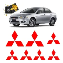 Comprar Apliques Adesivos Vermelhos Lancer E Asx Emblemas Mitsubishi