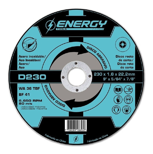 Disco De Corte Acero/inoxidable 9  Energy D230 X 10un K37