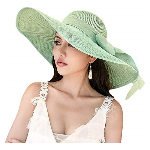 Sombrero Con Lazo Ala Ancha Con Diseño Plegable Para Mujer