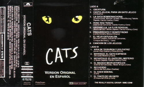Cats Version Original En Español 1991 Cassette Mexico Pvl