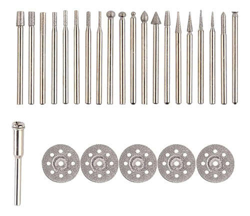 Juego De 20 Piezas De Rebabas De Diamante Y 5 Piezas De Muel