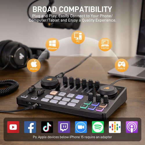 Paquete De Equipos De Podcast Maono: Interfaz De Audio Podca