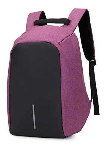 Mochila Anti Robo Impermeable Porta Notebook Con Salida Usb Para Conectar Smartphone Y Power Bank Nuevo Modelo Calidad Violeta