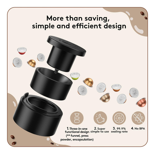 Kit De Cápsulas Reutilizables Vertuo Para Nespresso Con Herr