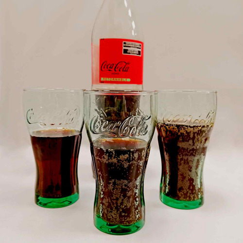 Set X 6 Vasos Vidrio Coca Cola 300 Cc Pasabahce Verde Vintag
