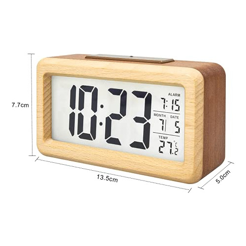 - Reloj Despertador Digital Lcd De Madera Que Funciona ...