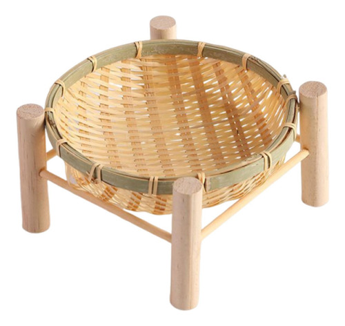 Bandeja De Cesta De Bambú, Bandeja Para Servir, 18cm Madera