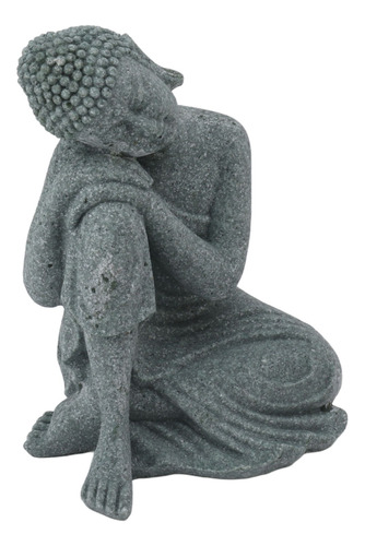 Estatua De Buda Escultura De Arenisca Verde Sentado Budista