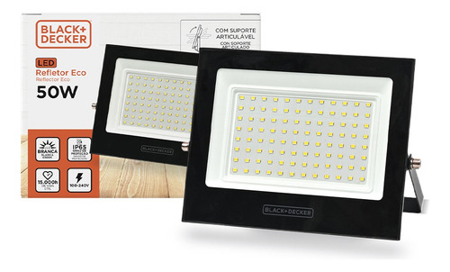 Reflector Led Exterior 50w Canchas Futbol Padel Black+decker Negro Pack X10 Fria