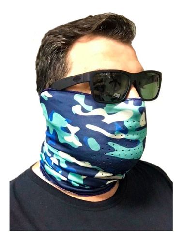 Bandana Tube Neck Camuflado Azul Proteção Uv50 - Promoção!!!