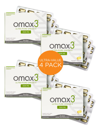4 Cajas Omax3 Ultra Pure Omega-3 Pildoras De Aceite De Pesca