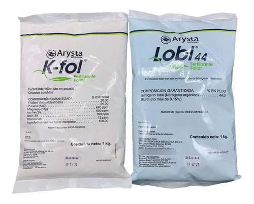 K Fol Alto En Fósforo 1 Kg + Lobi 44 Alto En Nitrógeno 1 Kg