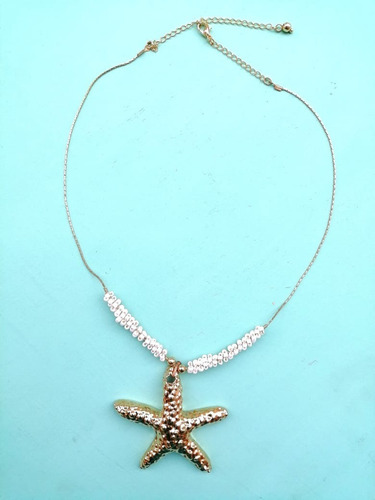 Imagen 2 de 2 de Collar Cadena Con Chaquira Y Estrella De Mar