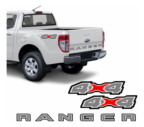 Kit Faixa Traseira Ford Ranger 2020 + Adesivo 4x4 Grafite