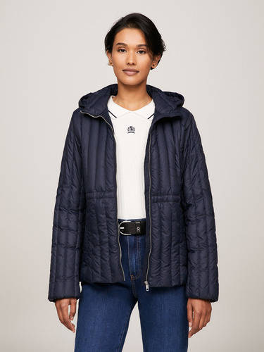 Parka Feminine Con Gorro Azul Tommy Hilfiger