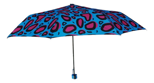 Paraguas Mini Dama Diseño Vivos 67.p6055 Amayra- Lemi Equip Color Celeste Diseño De La Tela Manchas Rosa