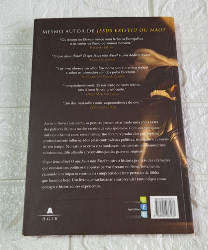 O Que Jesus Disse? O Que Jesus Não Disse? Bart D. Ehrman - Editora Agir (Usado)