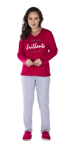 Pijama Feminino Inverno Blusa E Calça Canelado Victory