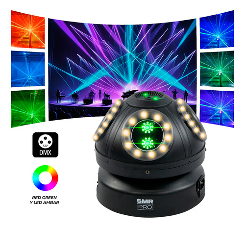 Laser Giratorio Ridik Rgb Con Aro Led Rgb 5050 Dmx Dj Luces