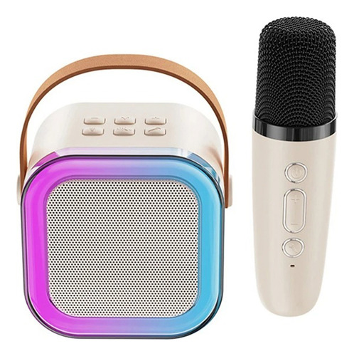 Mini Karaoke Portátil Bluetooth, Micrófono Con Altavoz Para Interior Y Exterior Color Beige