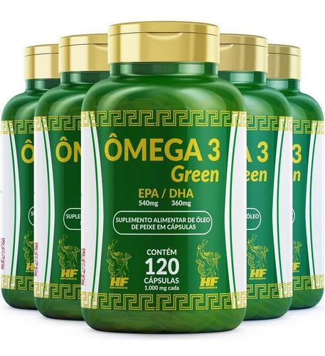 Kit 5 Omega 3  1000mg 120 Cápsulas Mais Ativo Mentalmente