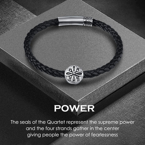 Fancime Power Pulsera De Cuero Genuino Para Hombre De Plata