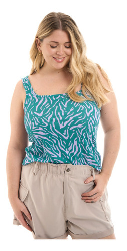 Musculosa  Estampada Plus Size  Talle Grande Escote Cuadrado