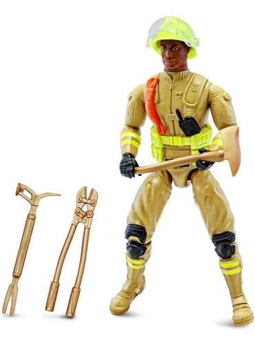 Coleção Conjunto 4 Bonecos Articulados Profissões Com Acessórios - Boneco Menino Estilo Max Steel Profissão - Members Mark : Explorador Da Natureza + Piloto De Avião Caça + Bombeiro + Astronauta