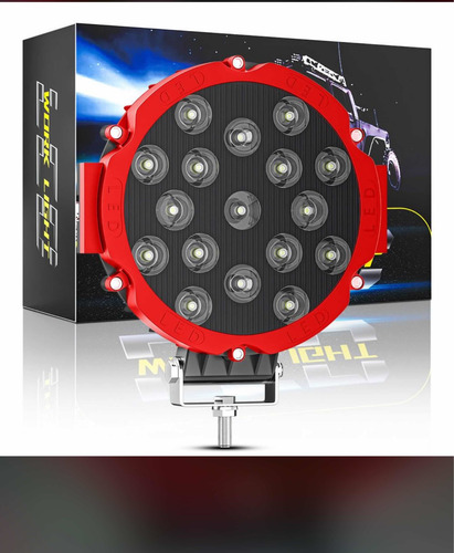 Imagen 2 de 2 de Faro Led 51w Tipo Arb 17 Led 7 Pulgadas Rojo Y Negro
