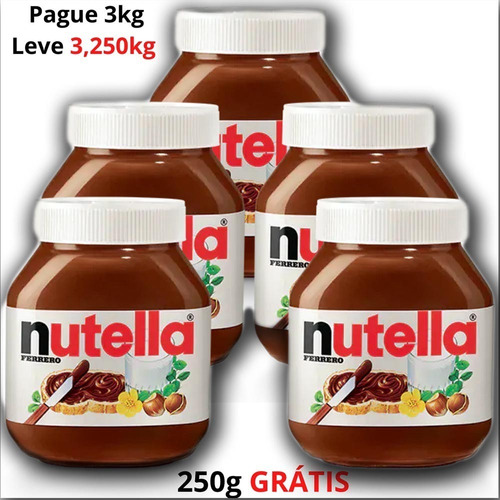 Nutella 3kg Kit 5 Pote De Nutella 650g Potão  