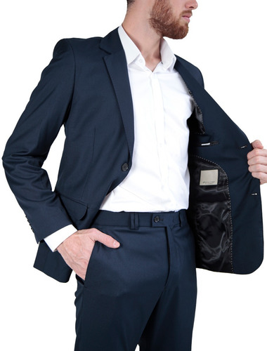 Imagem 5 de 6 de Terno Masculino Alfaiataria Poliviscose Marinho