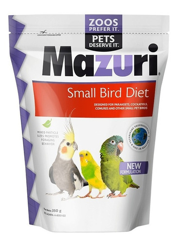 06 Bolsas Alimento Mazuri Small Bird  Aves Pequeñas .350 Kg