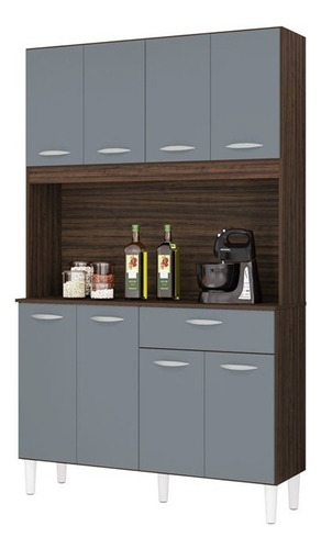 Mueble Cocina Compacta Kit 8 Puertas 1 Cajon LG Color Capuchino/gris