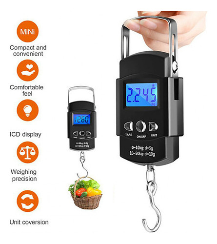 A A Kit Pesca: Báscula Digital Portátil + Agarra+