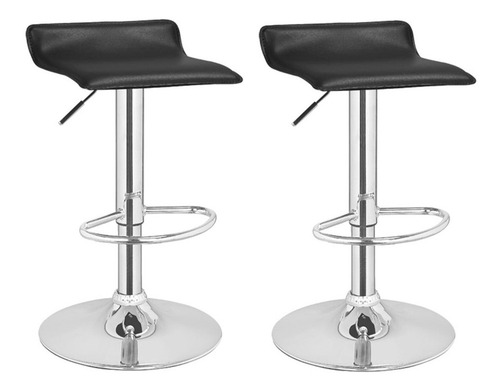 Imagen 1 de 2 de Set 2 Banqueta Taburete Regulable Pvc Bar Base Cromada Vonne