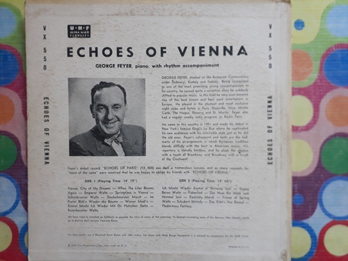 George Feyer Lp 10 Pulgadas Echoes Of Vienna P (Usado)