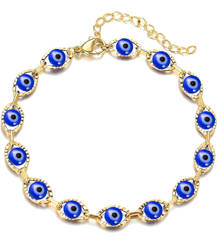 Caiyao Pulseras Con Cuentas De Ojo Azul Chapado En Oro Rosa 