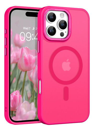 Funda Domaver Para Iphone 16 Pro Max 6.9 Pulgadas Mag Safe Rosa Encendido Nombre Del Diseño