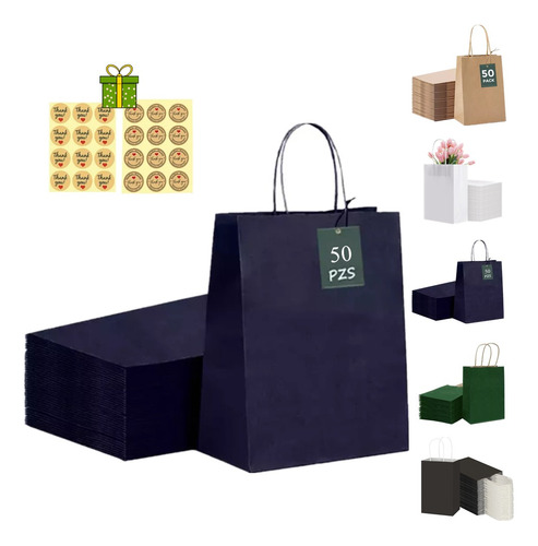 50 Pcs Bolsa De Papel Kraft Ecológica Para Fiesta Y Regalo