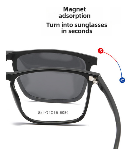 Gafas Multifuncionales De Cinco Clips Con Marco Magnético Tr