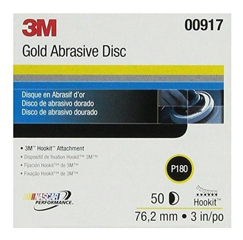 Brand: 3m 00917 Hookit 3  P180c Grit Gold Disc