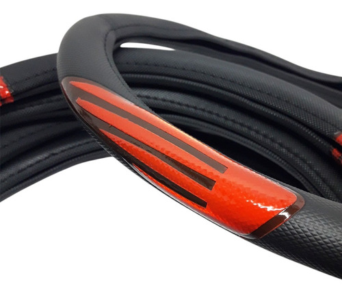 Cubre Volante Desing Reflex Rojo 36cm -estilo Y Diseño- Negro