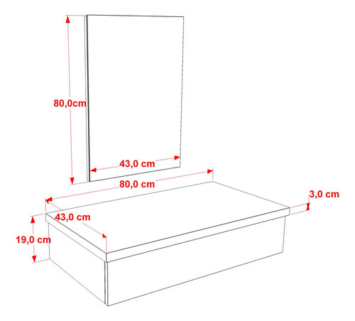 Bancada Gabinete Metrópole 802w 80cm Com Espelheira S/cuba Cor do móvel Branco Chess